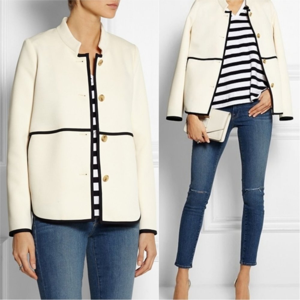 J. Crew Tipped Twill Cream Women's Jacket Blazer